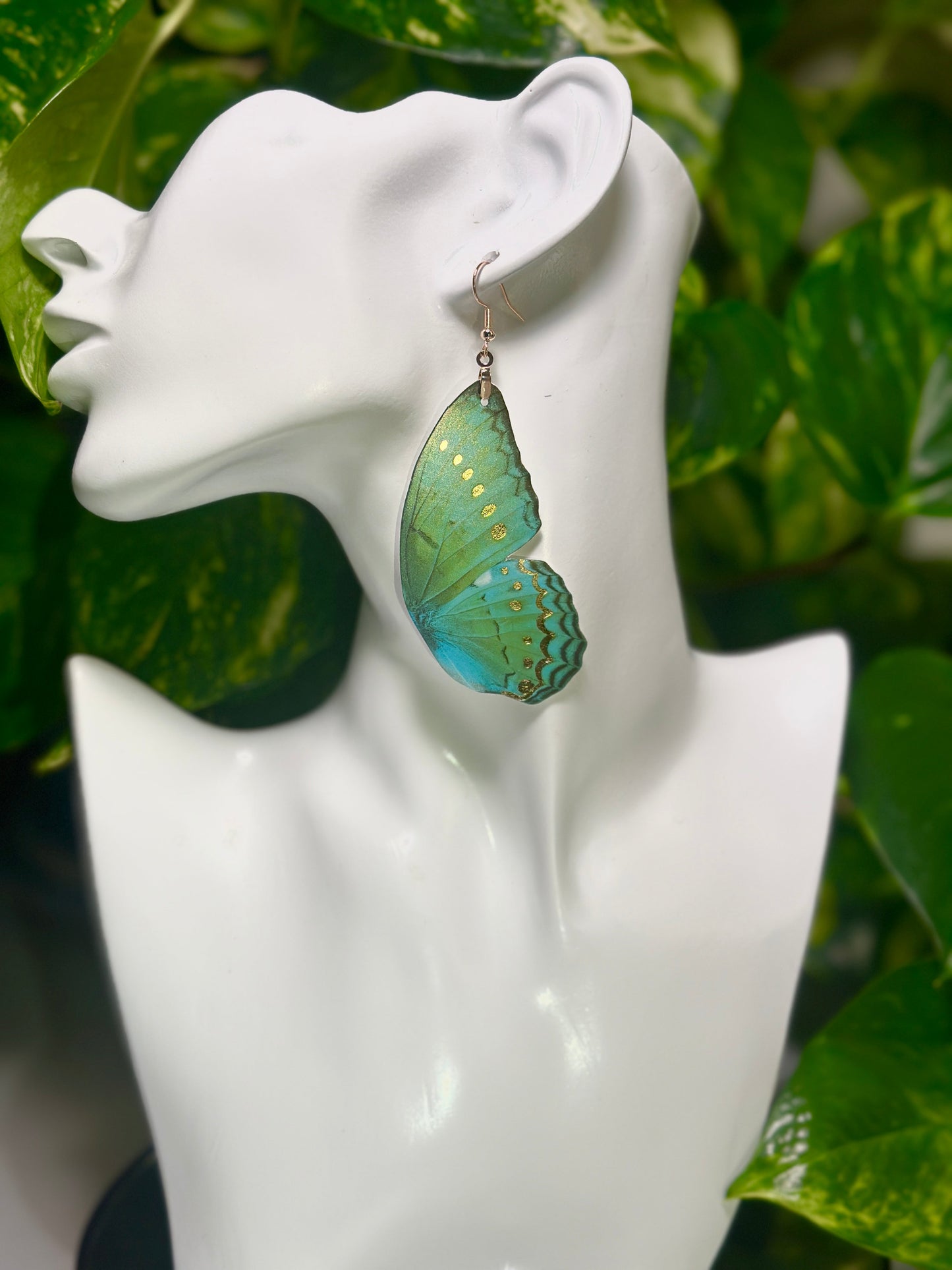 Brown Morpho butterfly earrings
