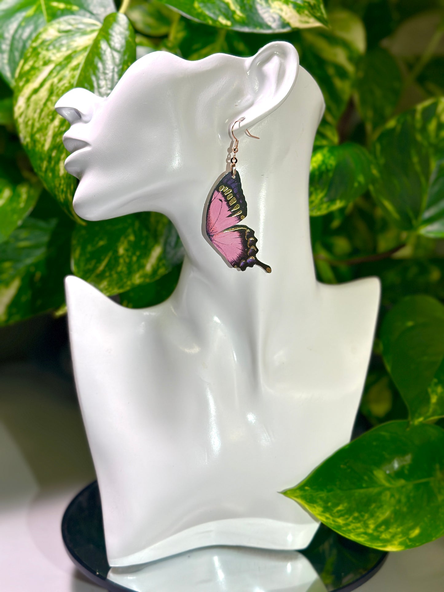 Blue Green Swallowtail butterfly earrings