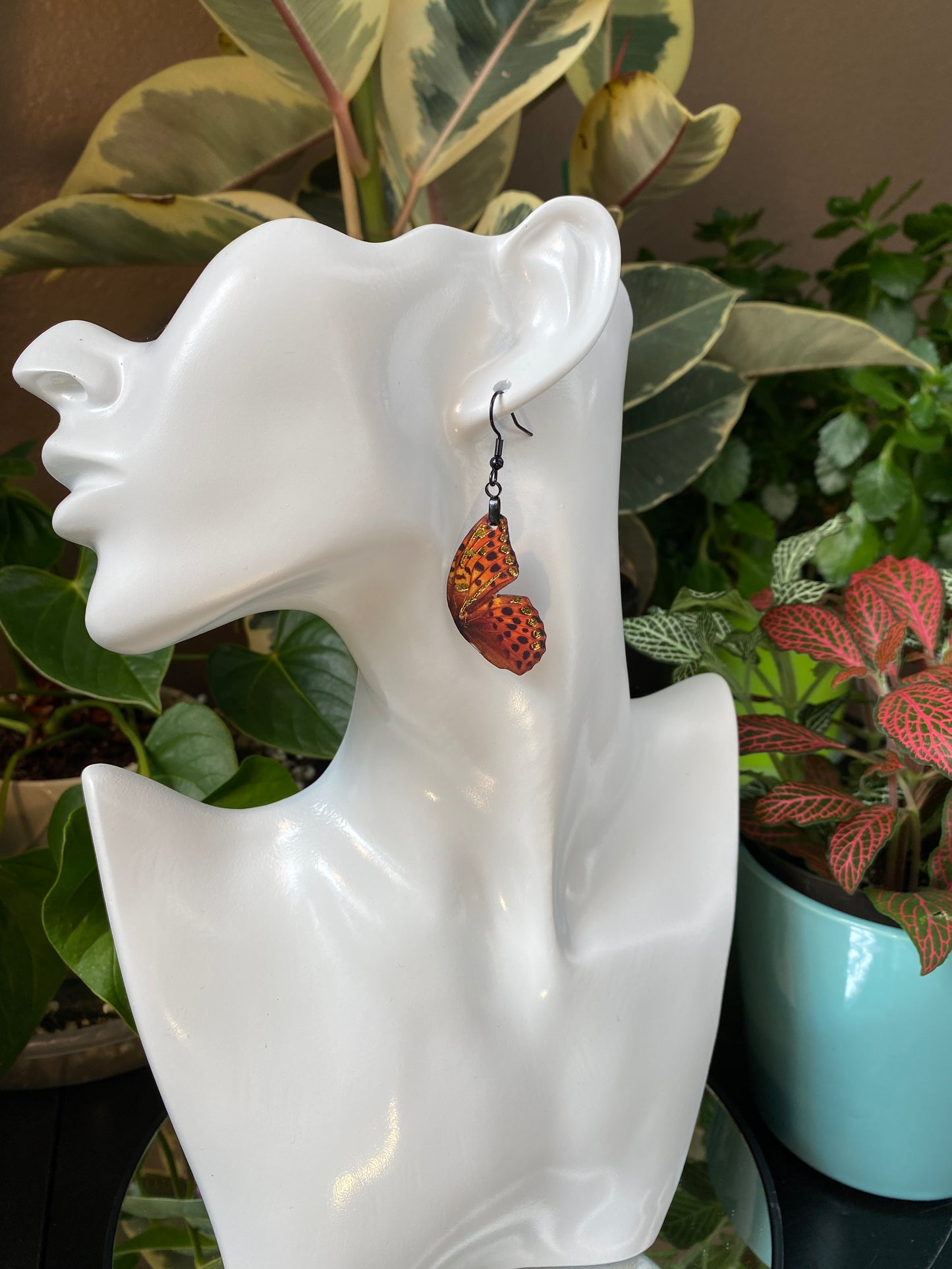 High Brown Fritillary butterfly earrings