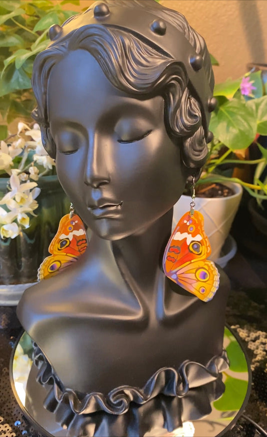 Blue Peacock Butterfly earrings