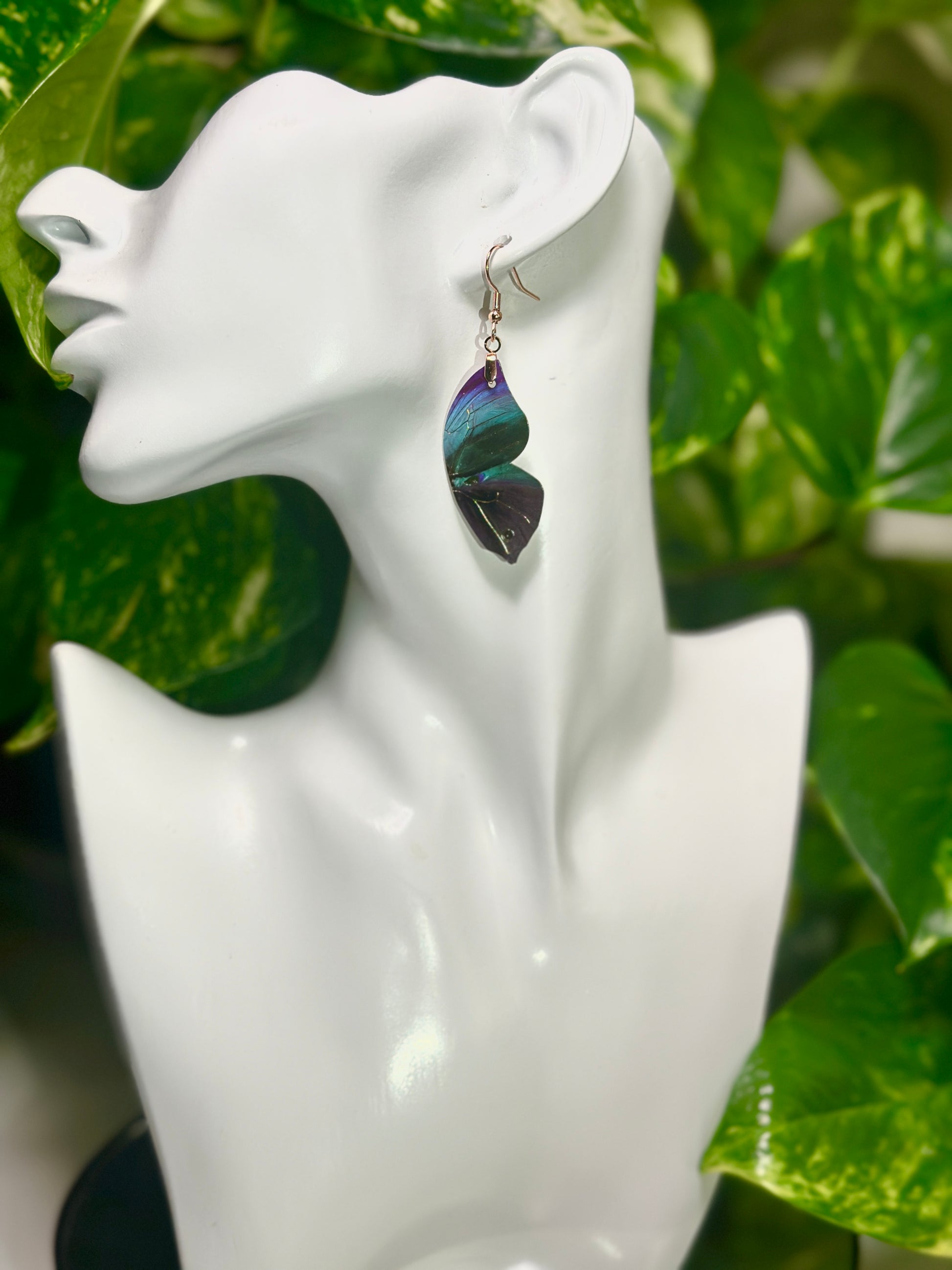 Sahyadri Blue Oakleaf butterfly earrings