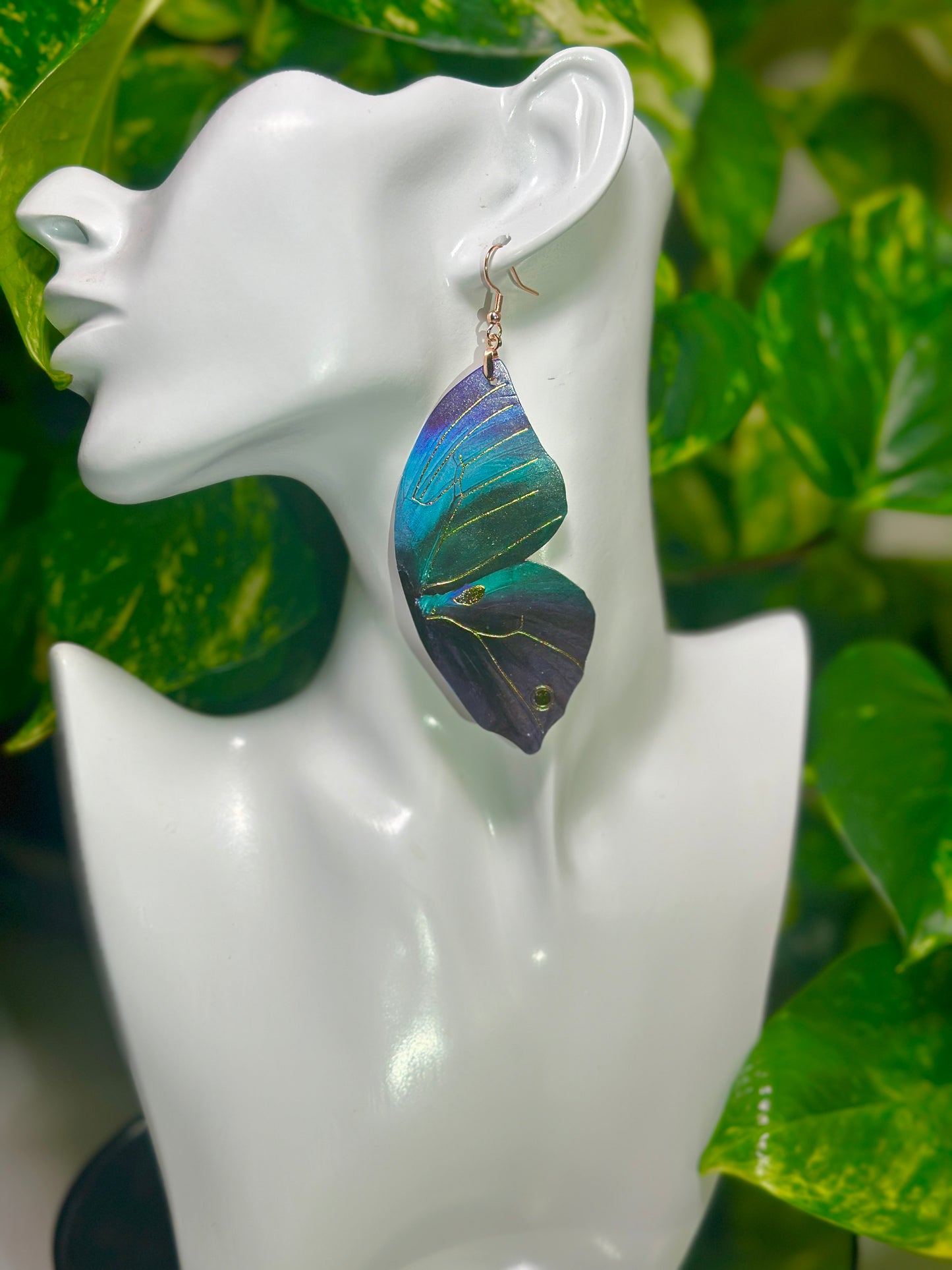 Sahyadri Blue Oakleaf butterfly earrings