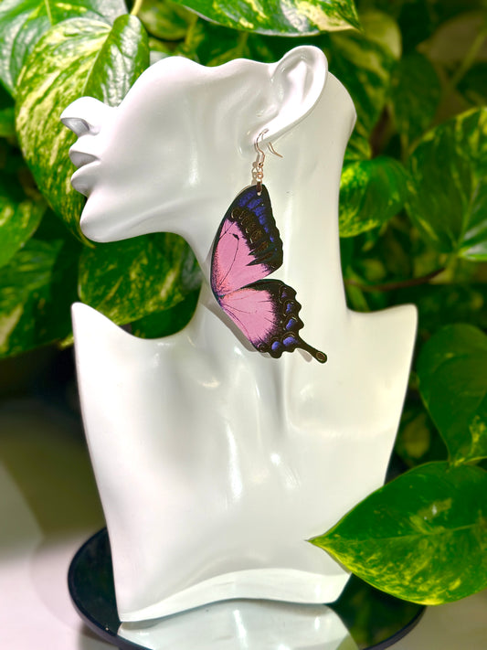 Blue Green Swallowtail butterfly earrings