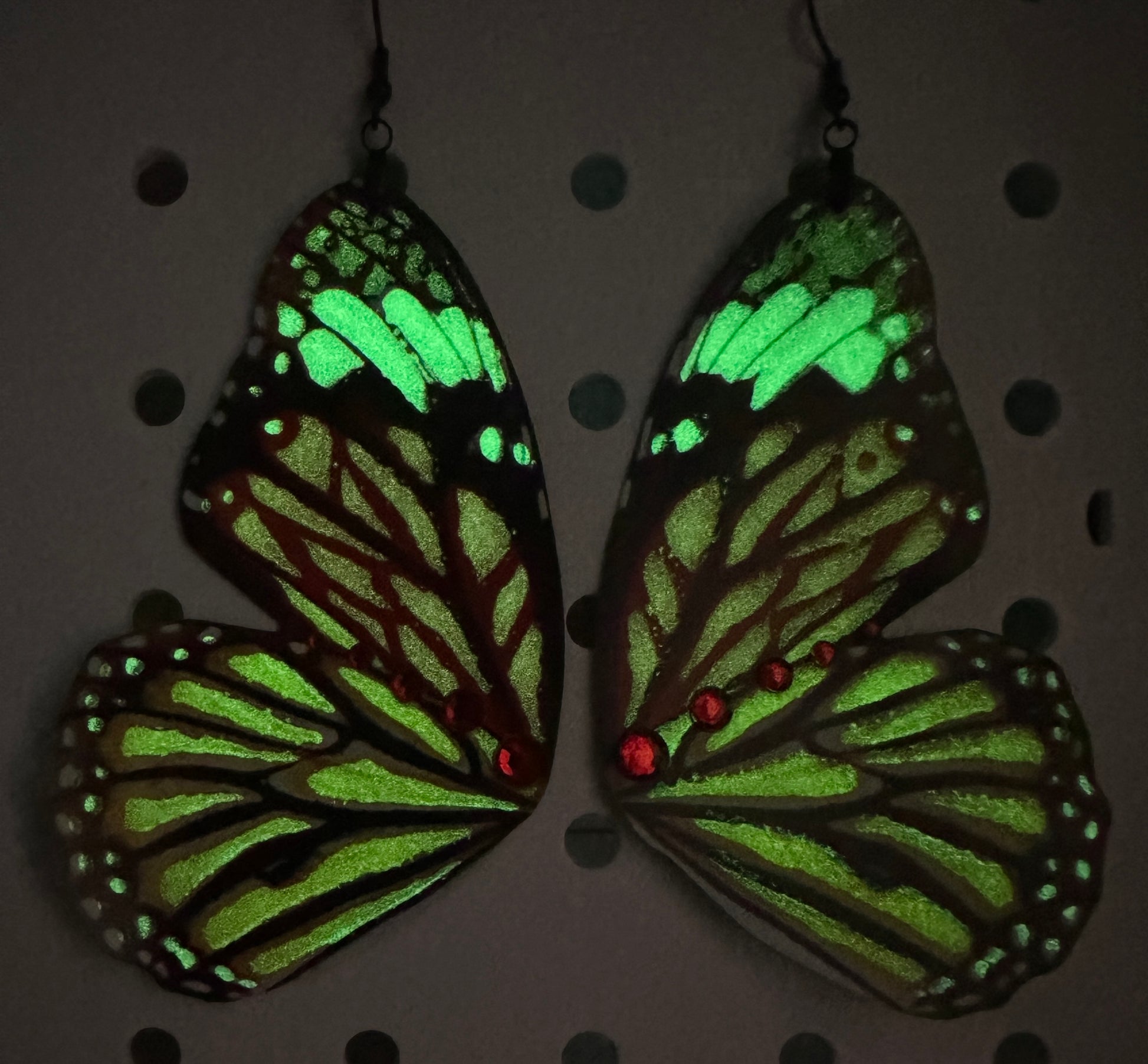 Monarch butterfly earrings. Glow in the Dark.