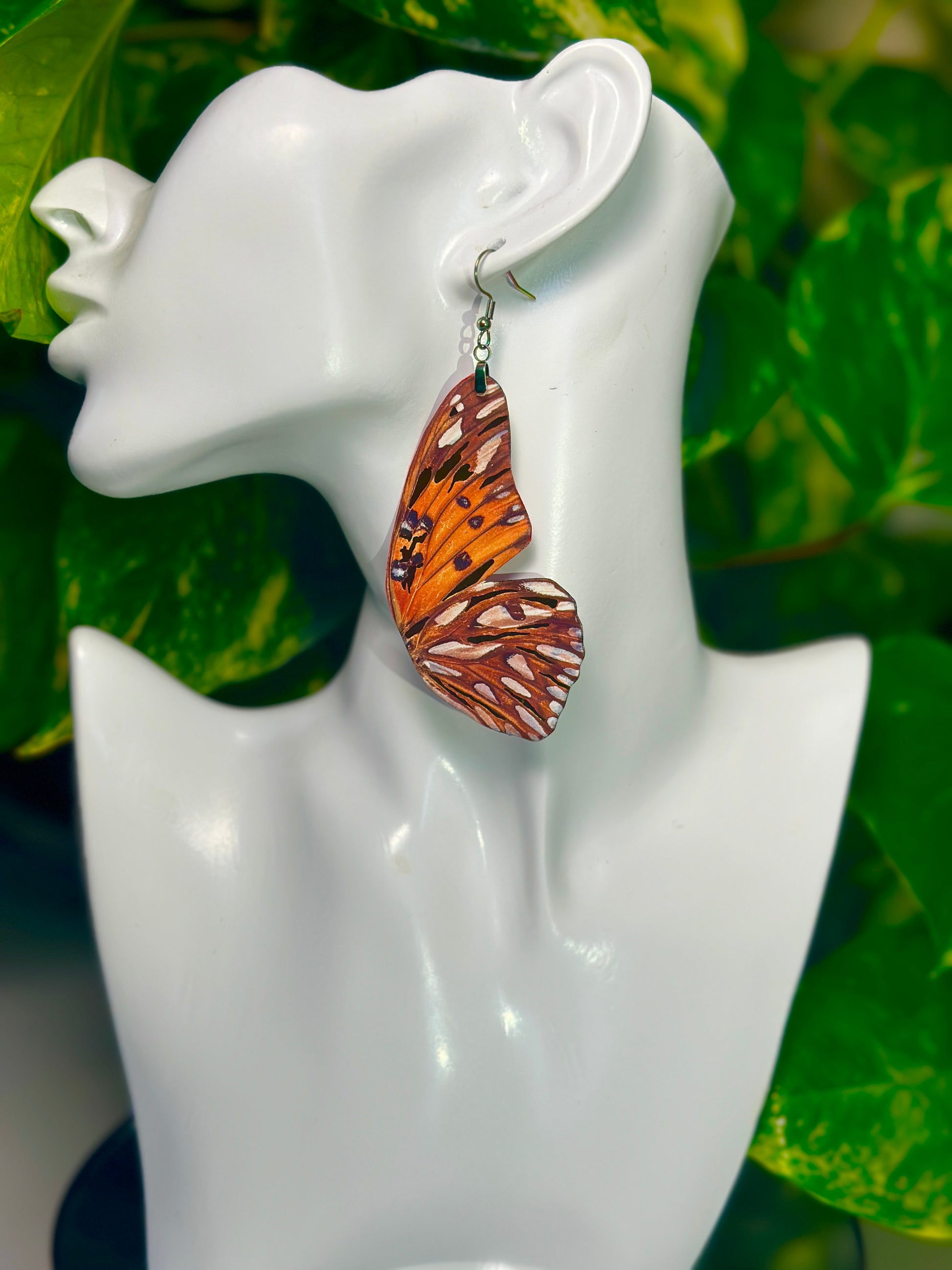 Gulf Fritillary Juno Silverspot Butterfly earrings