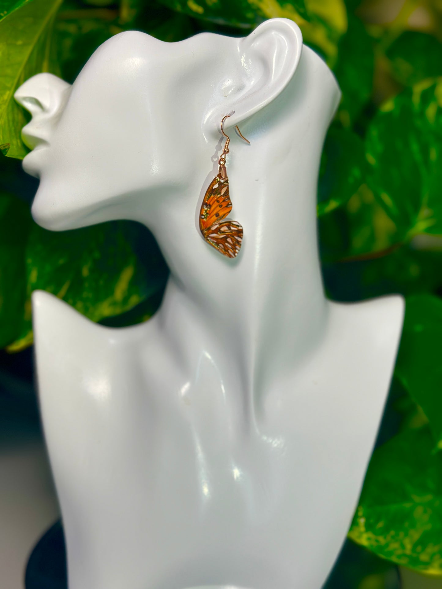 Gulf Fritillary Juno Silverspot Butterfly earrings
