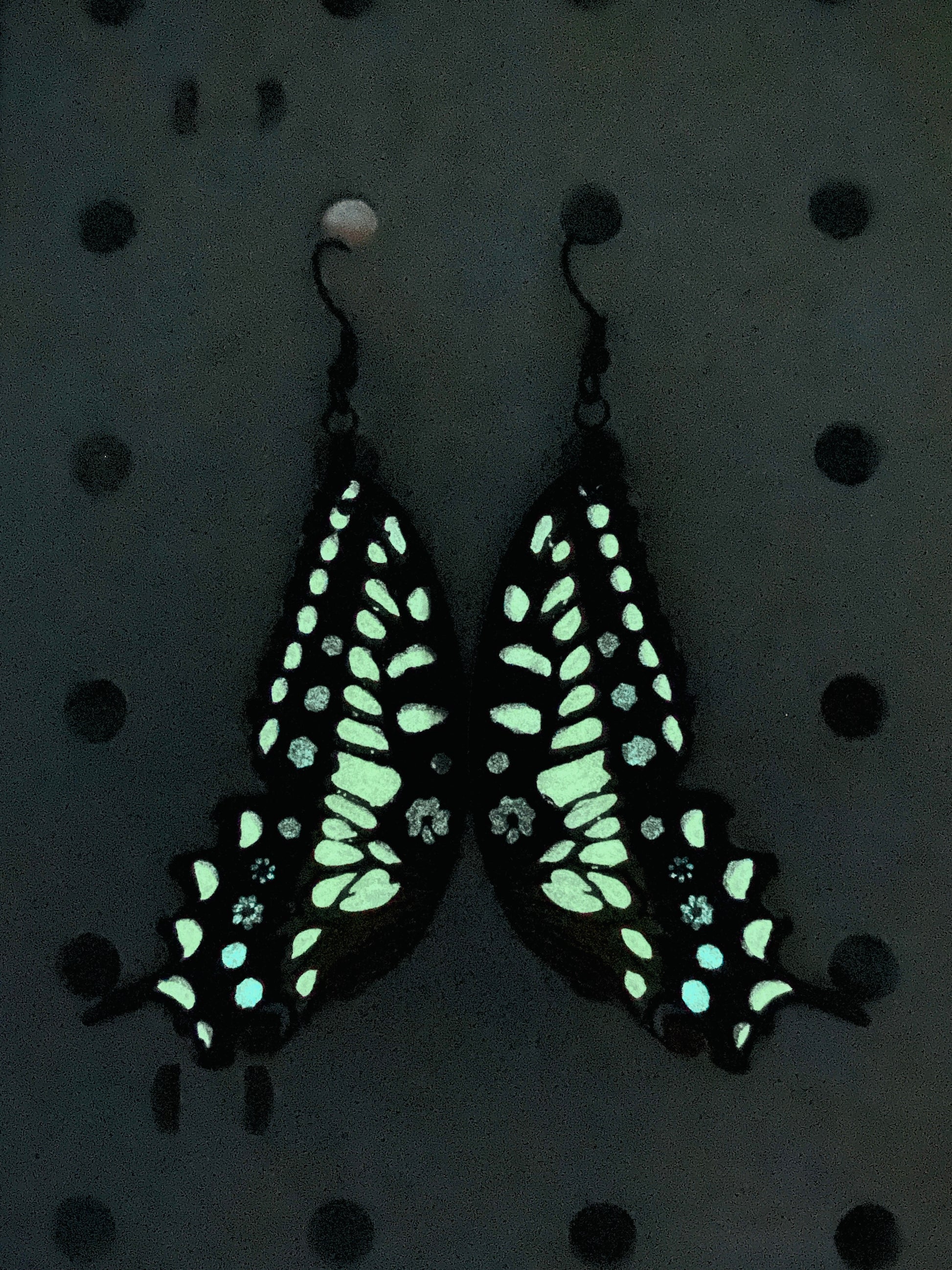 Eastern Tiger Swallowtail butterfly earrings, glow in the dark