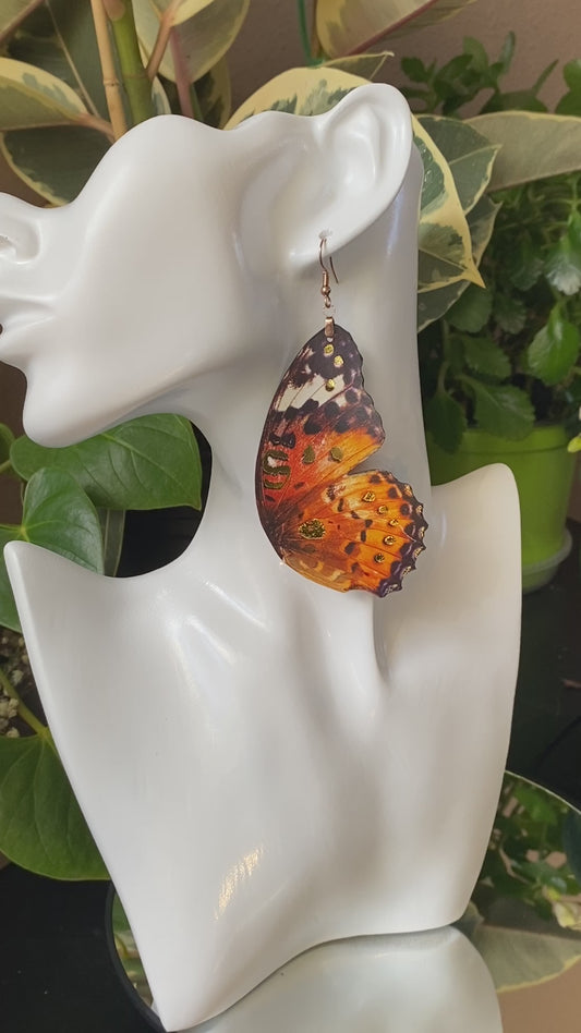 Indian Fritillary butterfly earrings