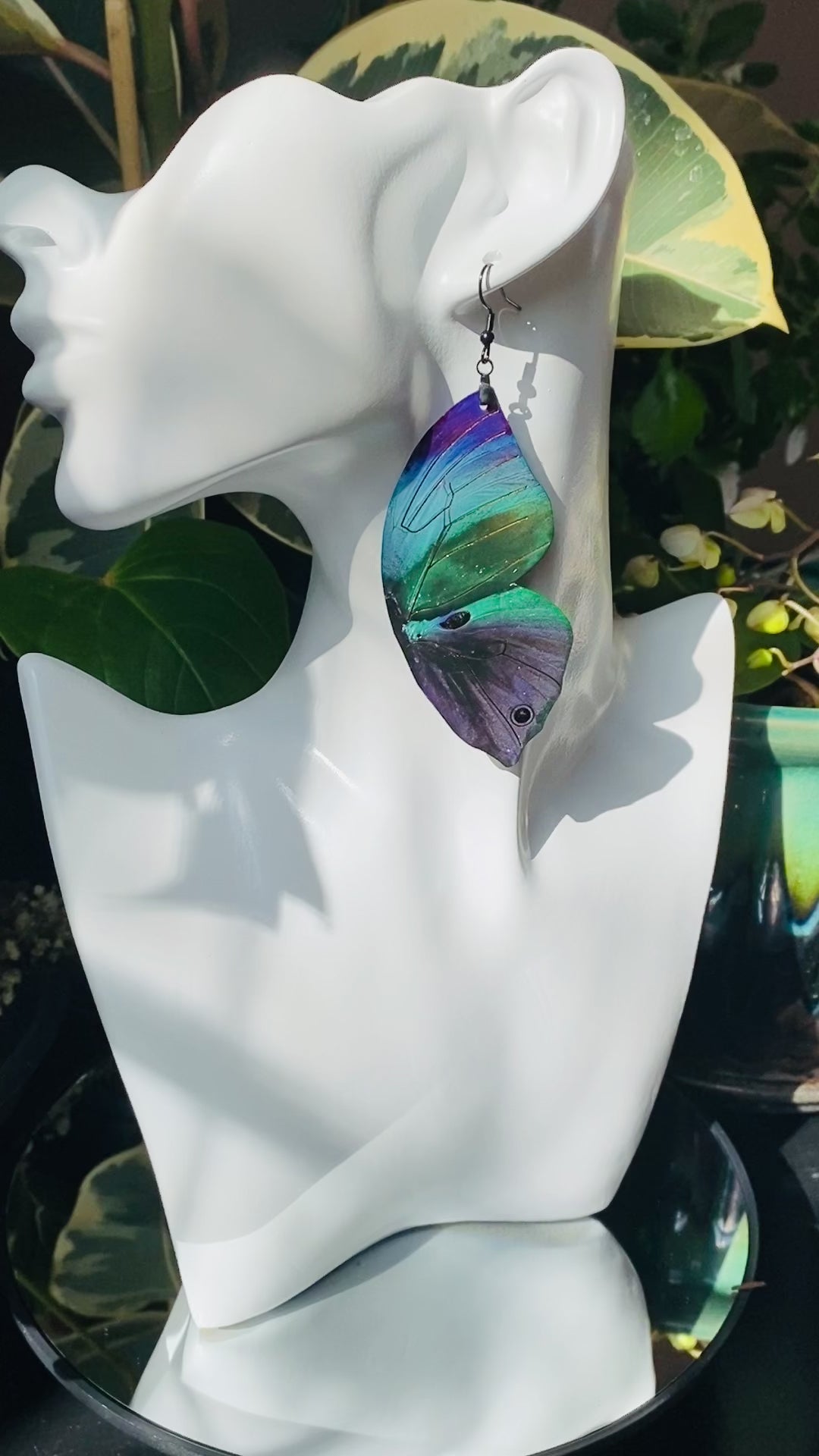 Sahyadri Blue Oakleaf butterfly earrings