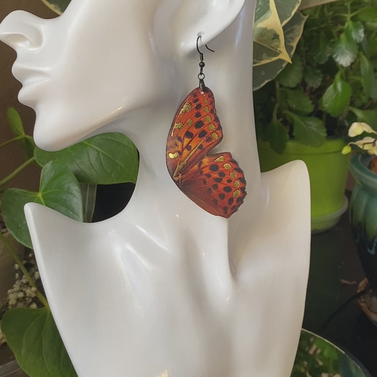 High Brown Fritillary butterfly earrings