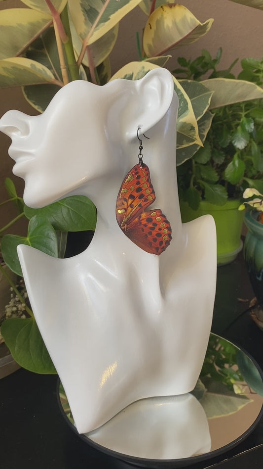 High Brown Fritillary butterfly earrings